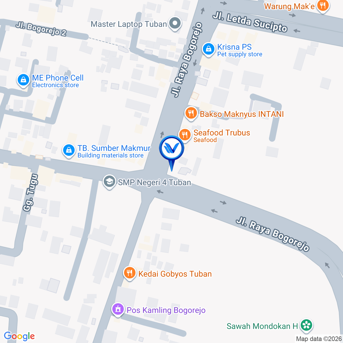 Peta Lokasi JL. RAYA BOGOREJO, BOGOREJO (TIMUR SMPN 4 TUBAN) KAB. TUBAN