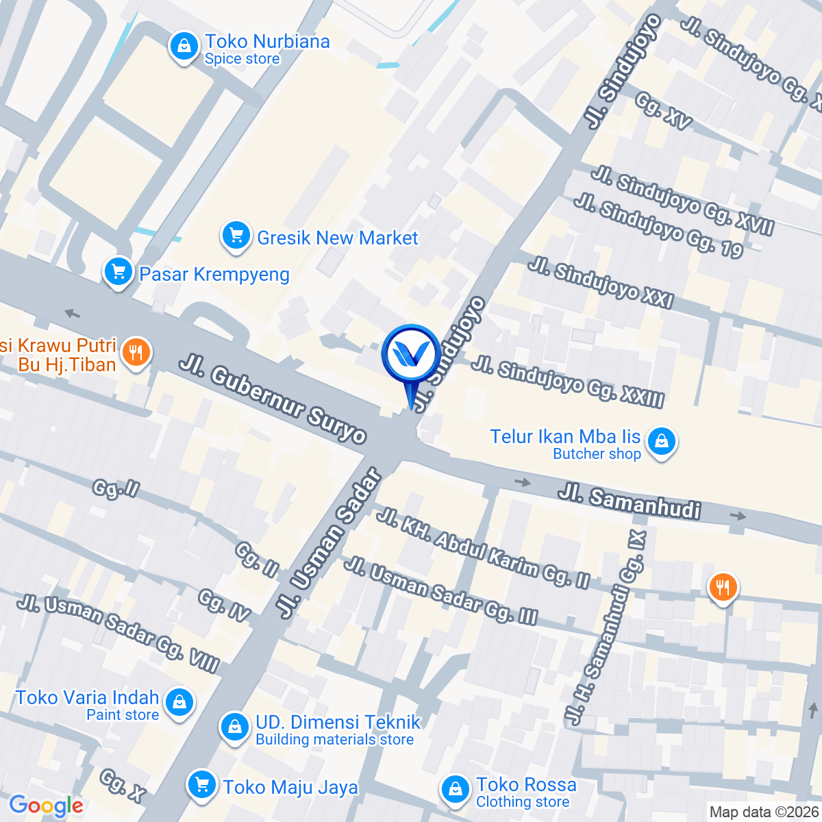 Peta Lokasi JL. SINDUJOYO ( PEREMPATAN PASAR BARU ) KAB. GRESIK