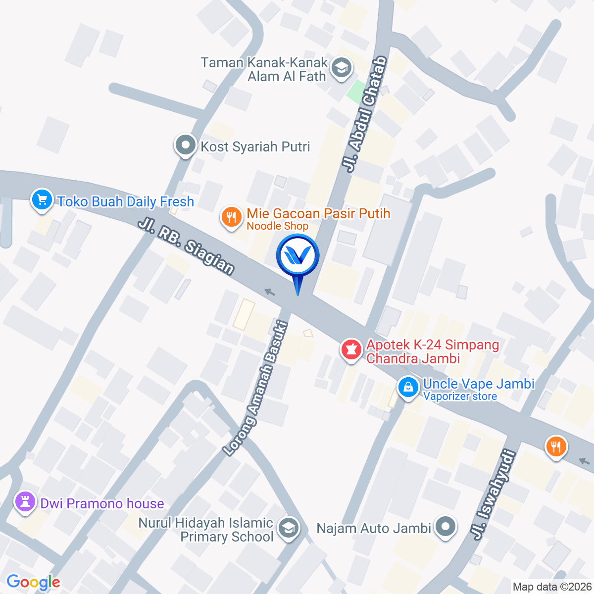 Peta Lokasi JL. RB. SIAGIAN, PASIR PUTIH KOTA JAMBI