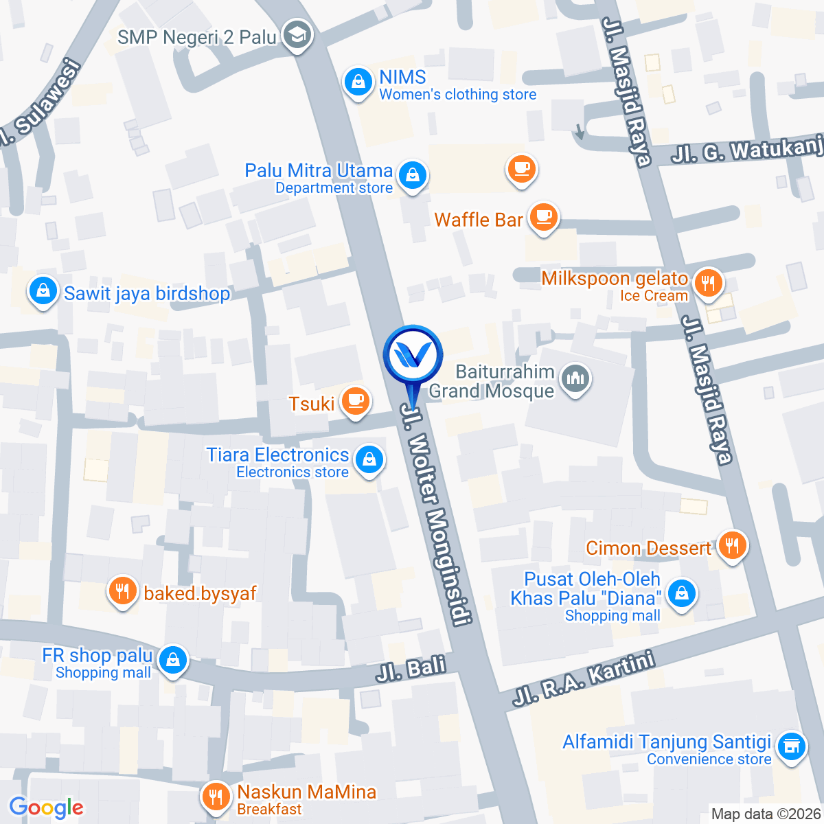 Peta Lokasi Jl. W. Monginsidi, Lolu Utara, Kota Palu