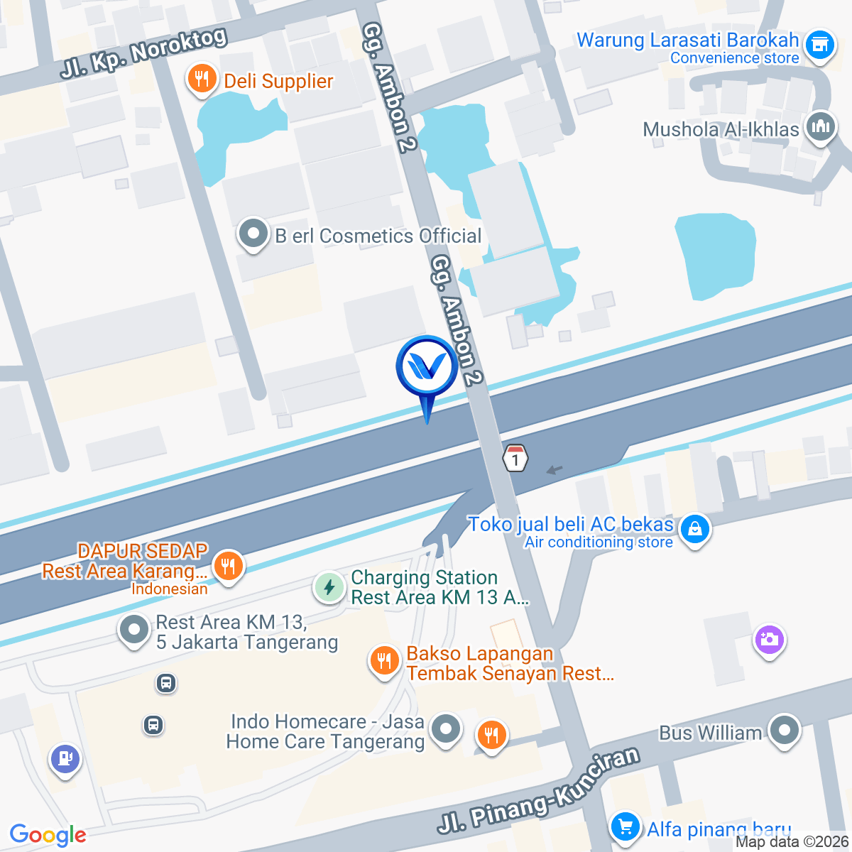 Peta Lokasi Tol Jakarta - Tangerang KM 13+380 B, Tangerang