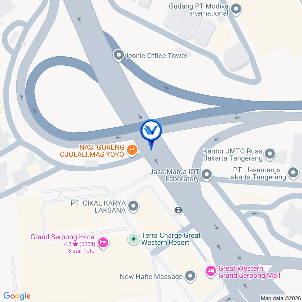 Peta Lokasi Flyover JL. MH. Thamrin Panunggangan Cikokol, Kota Tangerang