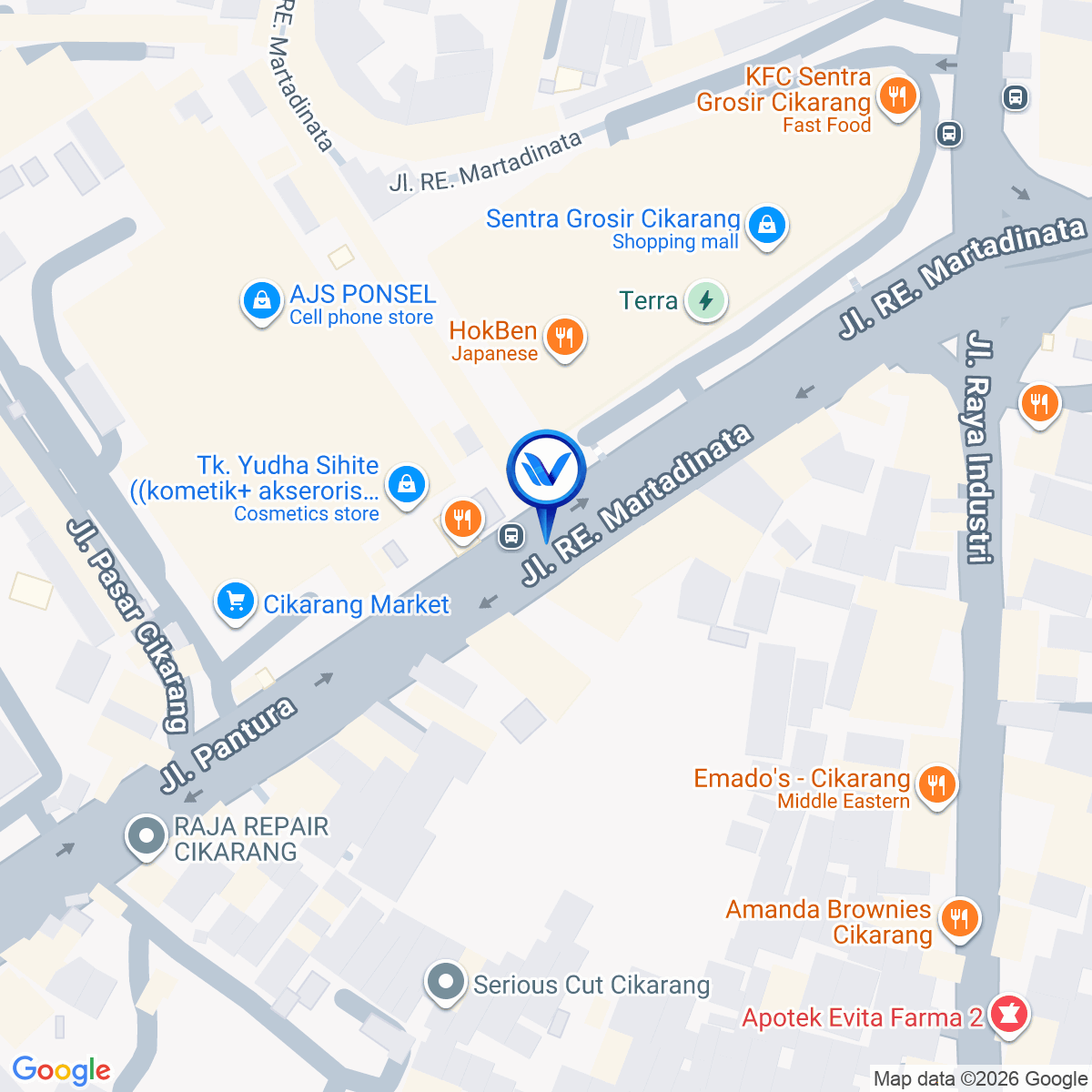 Peta Lokasi JL. RE Martadinata, Cikarang, Kab Bekasi