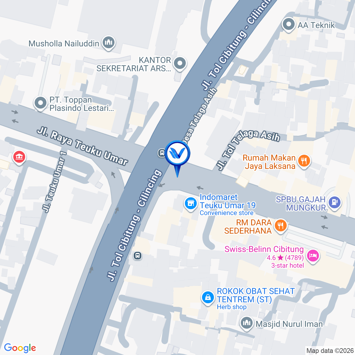 Peta Lokasi Jl. Raya Teuku Umar, Kab Bekasi