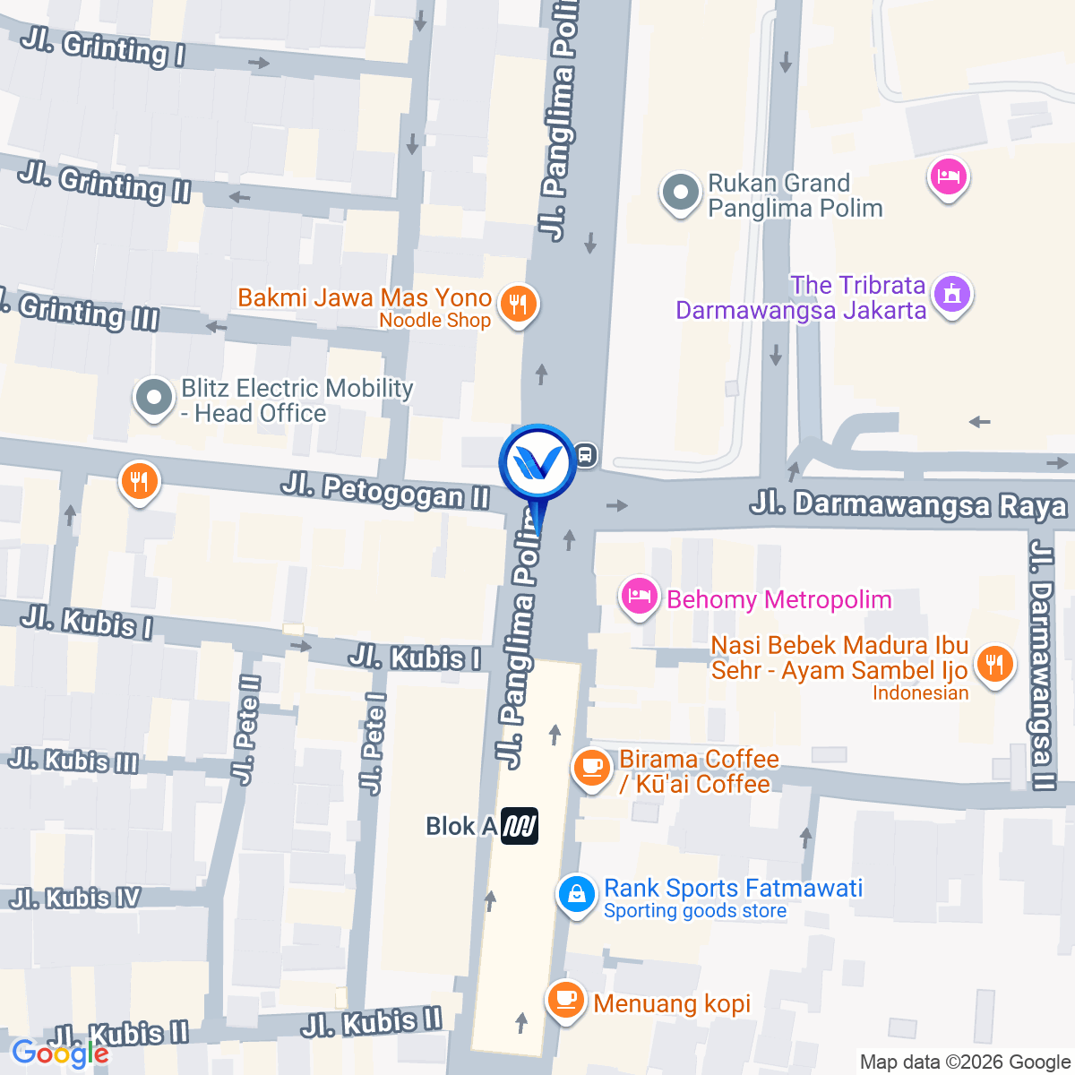 Peta Lokasi STATIC BLOK A STATION – SET 1 JL. Panglima Polim, Kebayoran Baru