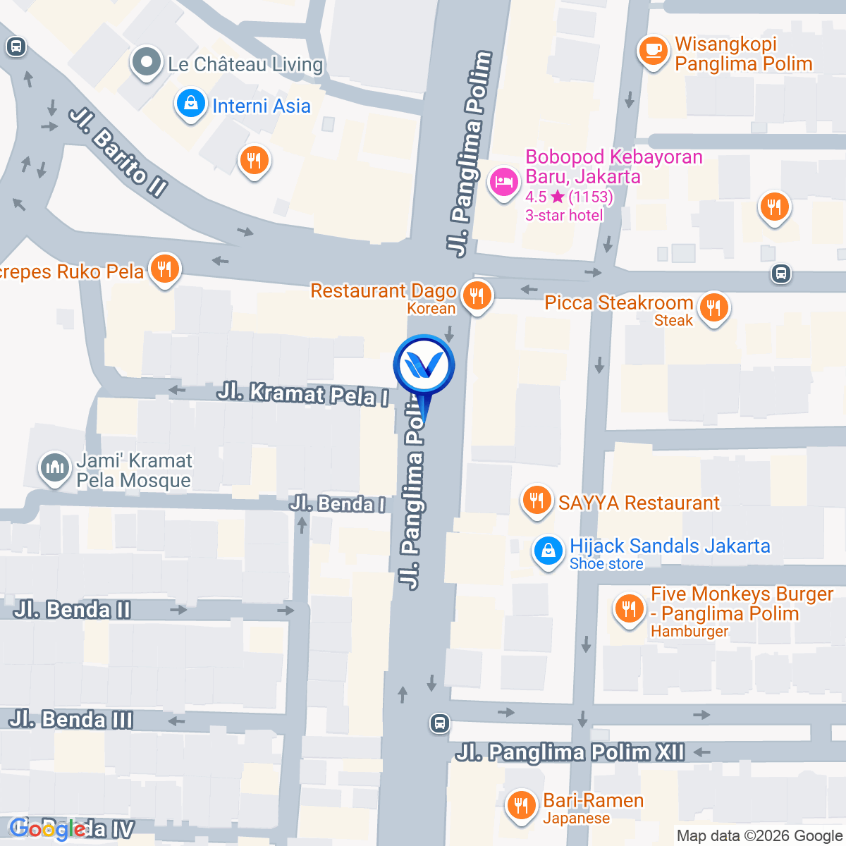 Peta Lokasi STATIC BLOK A STATION –SET 4 Jl. Panglima Polim, Kebayoran Baru