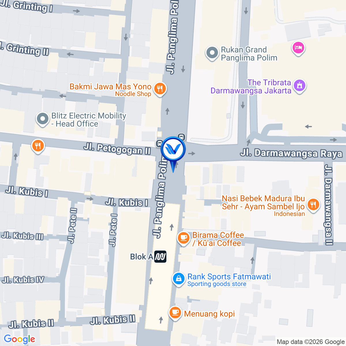 Peta Lokasi STATIS BLOK A STATION – UNDERSTATION BLOK A Jl. Melawai Kebayoran Baru