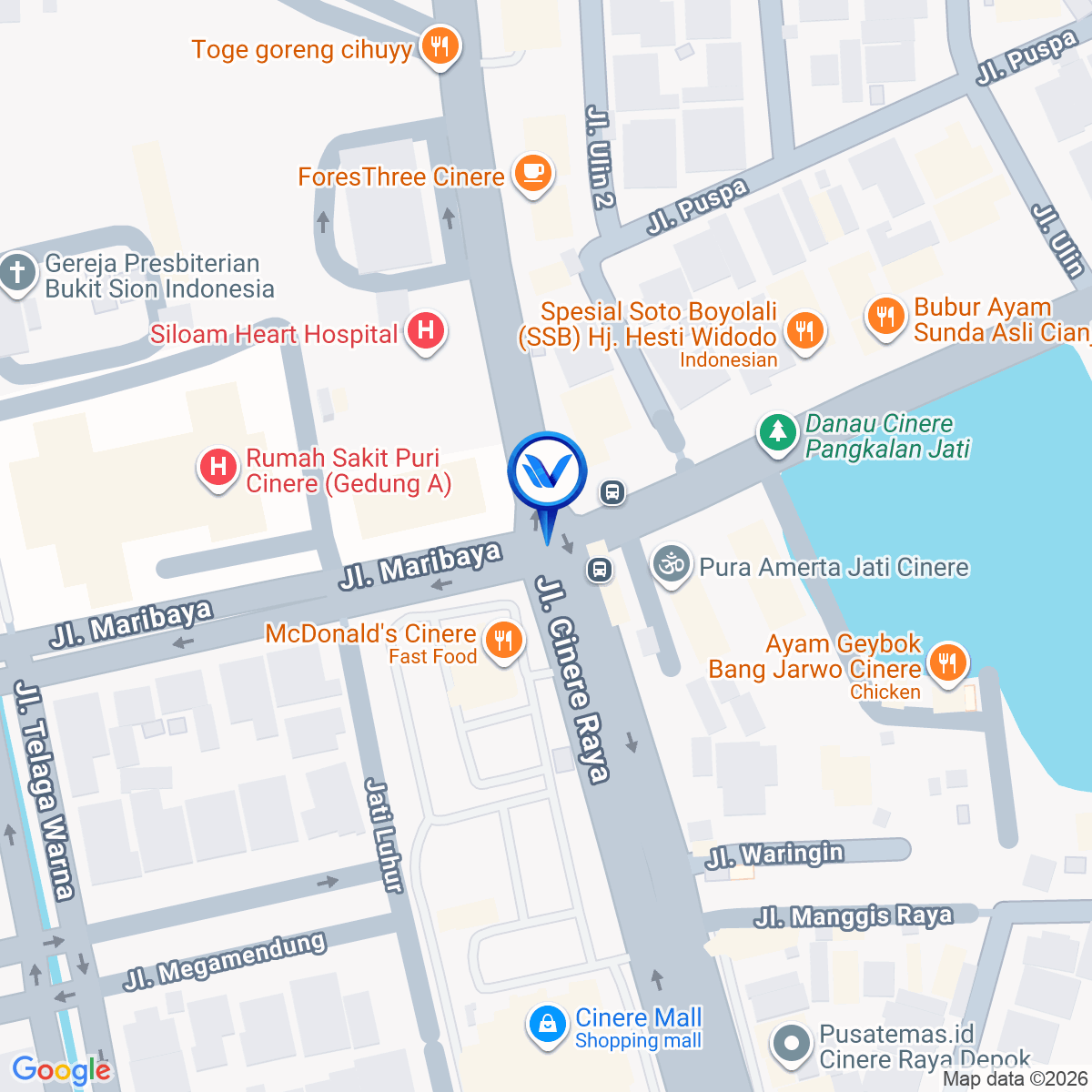 Peta Lokasi Jl. Cinere Raya (RS Puri Cinere), Depok