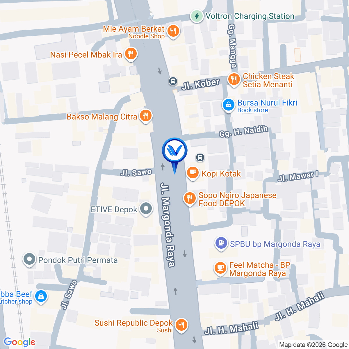 Peta Lokasi Jl. Margonda Raya, Depok