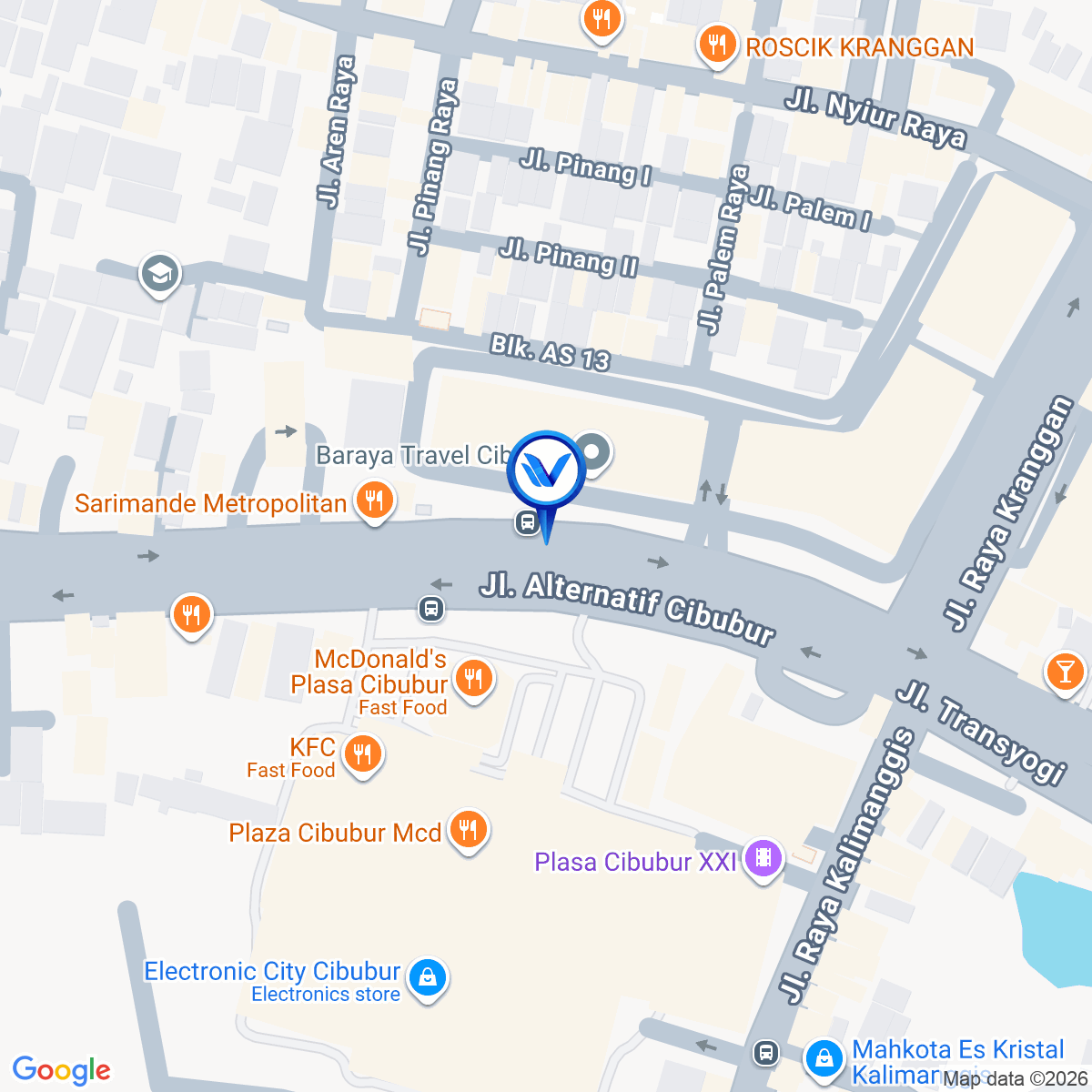 Peta Lokasi JL. Transyogi (Depan Plaza Cibubur), Bekasi