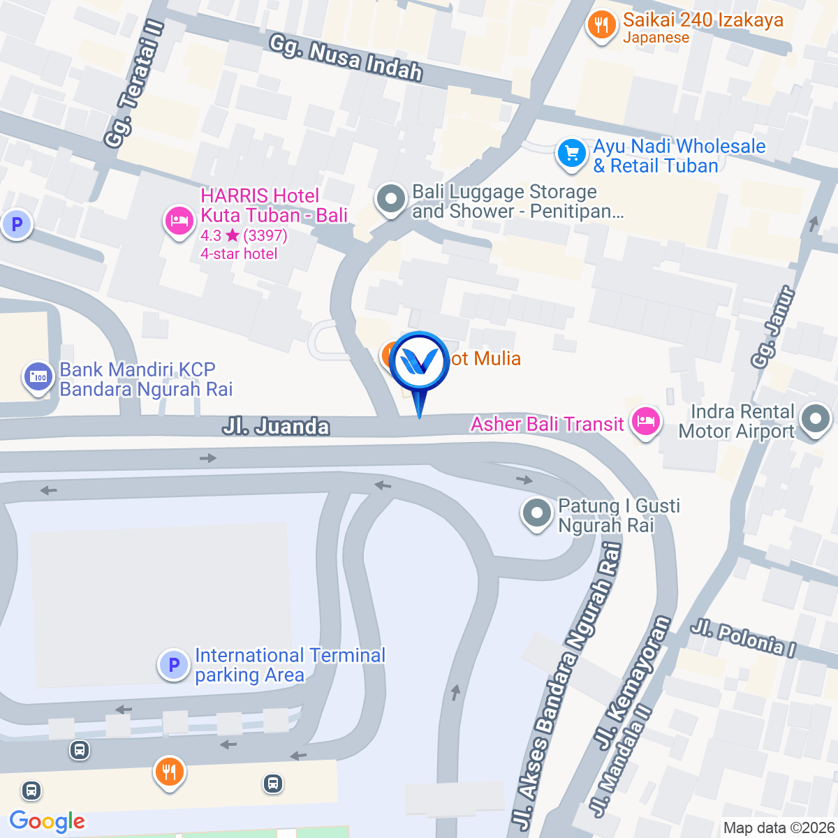 Peta Lokasi Gate Bandara NR - (Harrys) | BALI