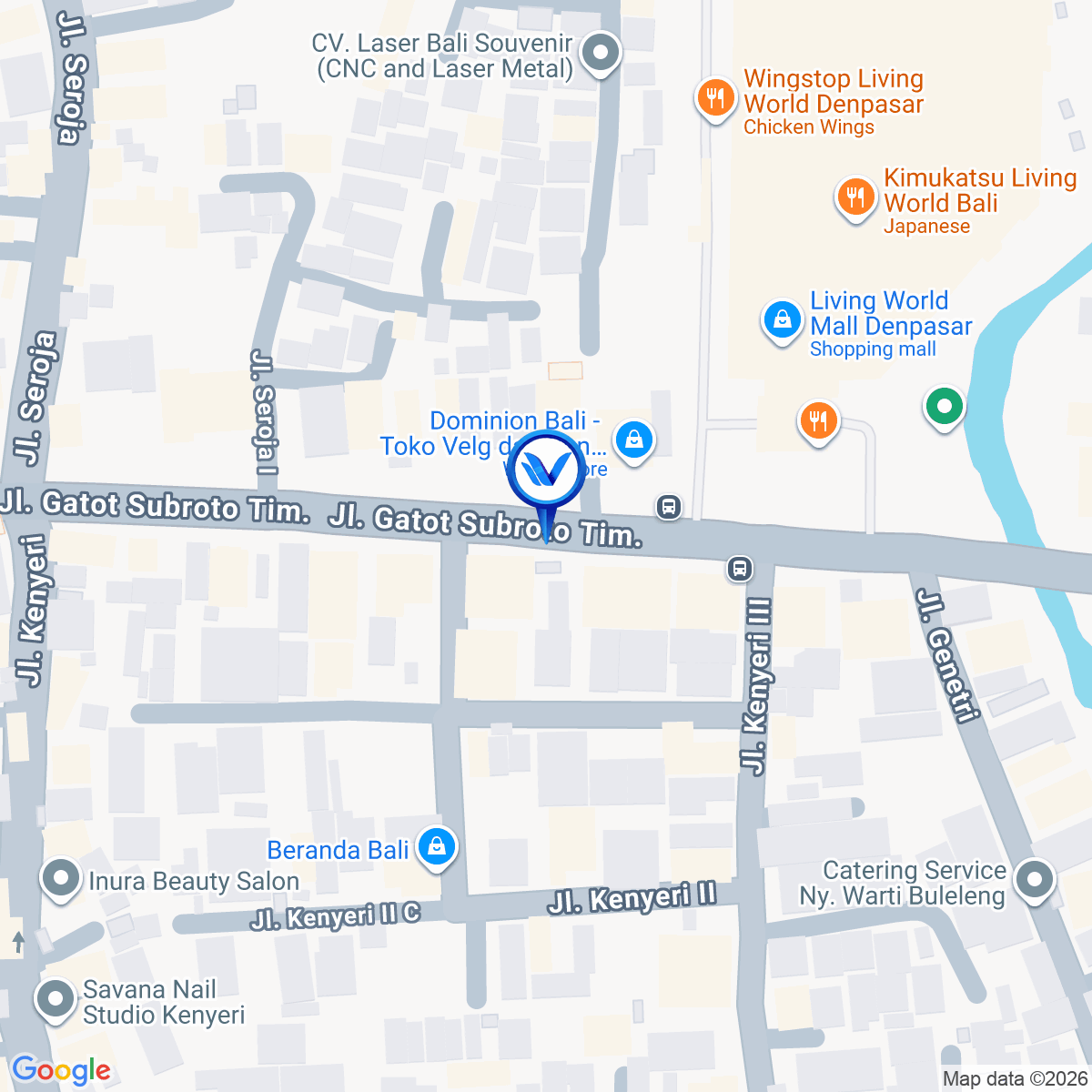 Peta Lokasi JL. Gatsu Timur Dekat Mall Gatsu 1 arah Cokro, Ubung | BALI