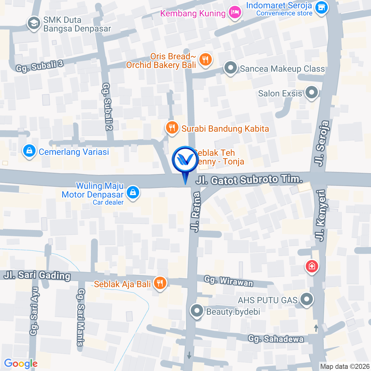 Peta Lokasi JL. Gatsu Timur - Ratna 1 (Arah Tohpati) | BALI