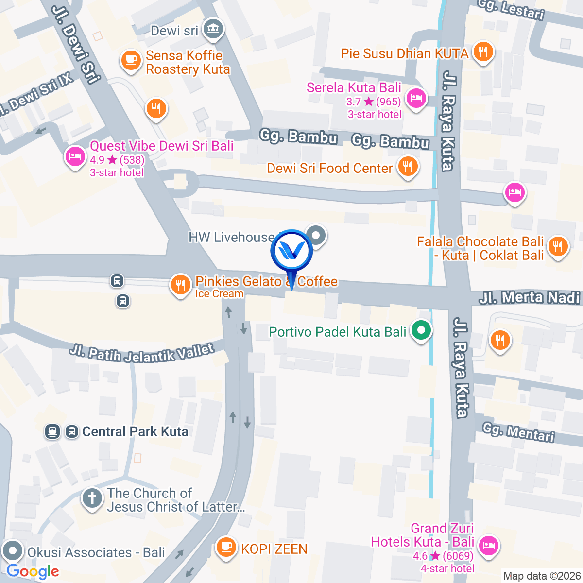 Peta Lokasi Jl. Patih Jelantik (Dekat Central Park Kuta), Bali