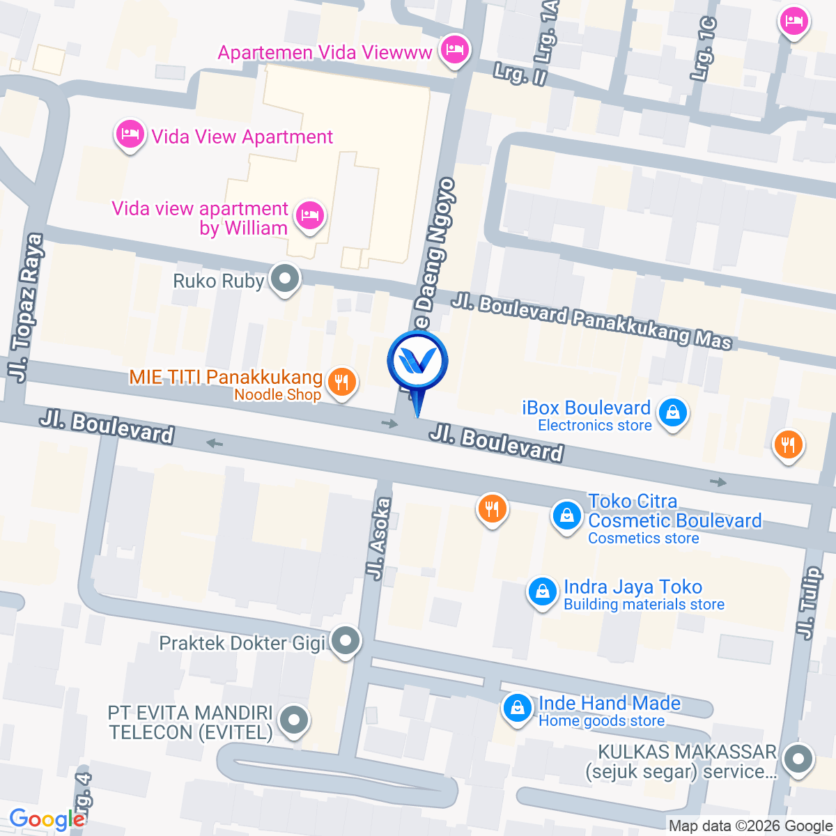 Peta Lokasi Jl. Boulevard, Makassar