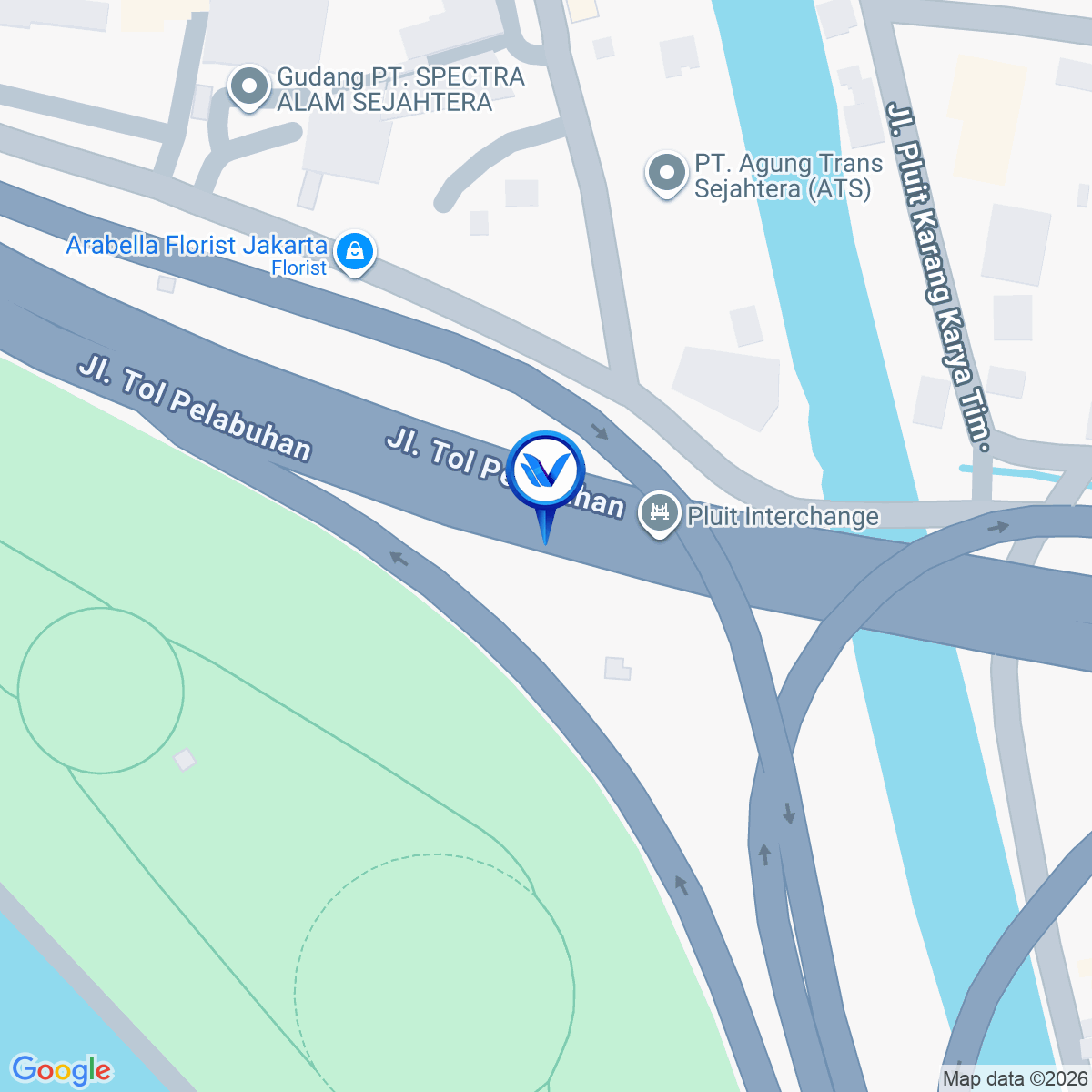 Peta Lokasi Jl. Tol Pelabuhan KM 25+400, Jakarta Utara