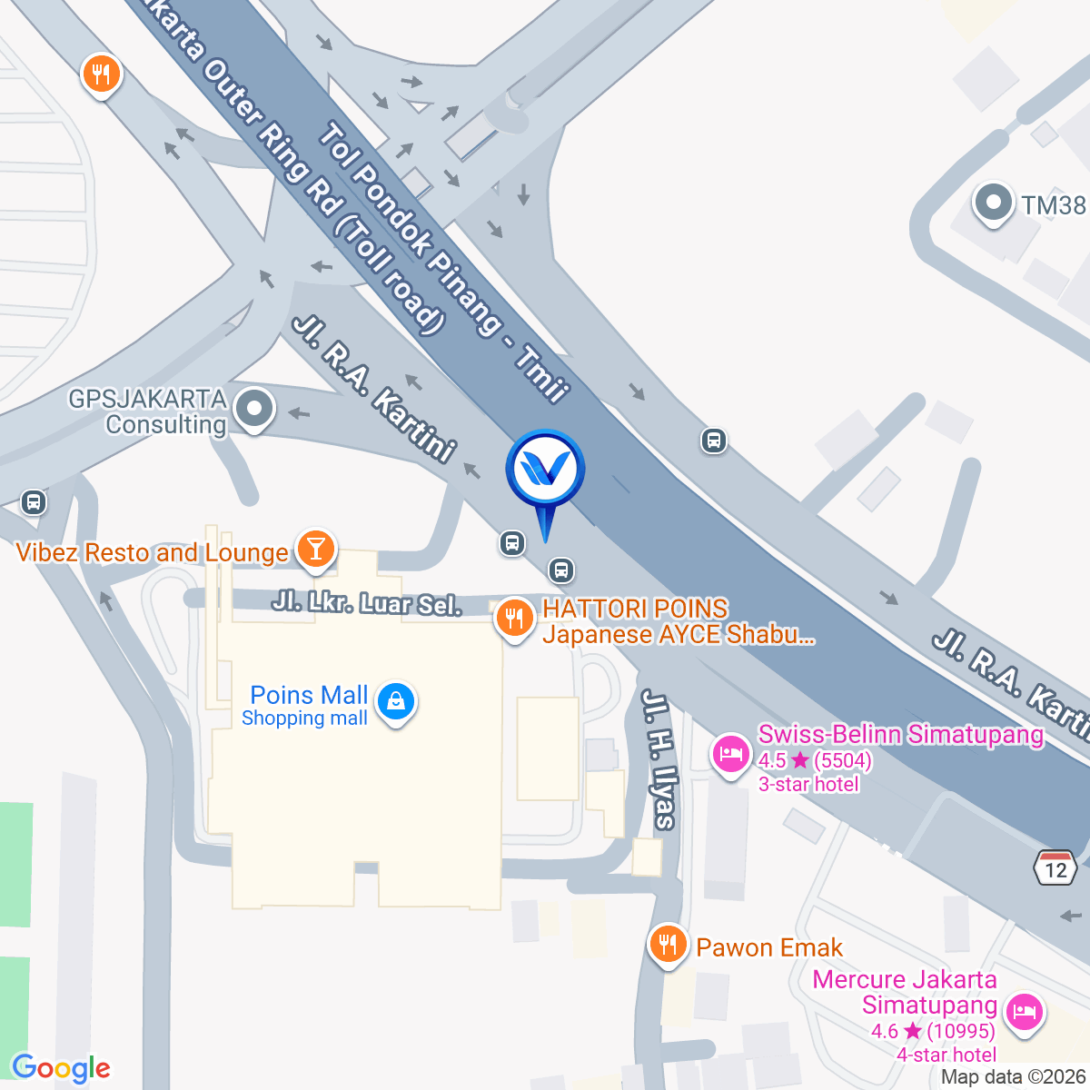 Peta Lokasi LED Poins Square Jl. RA Kartini, Jakarta Selatan