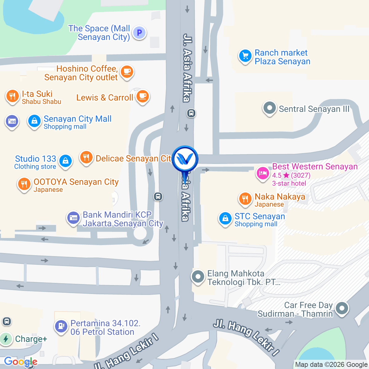 Peta Lokasi Jl. Asia Afrika (Senayan Trade Center), Jakarta Selatan