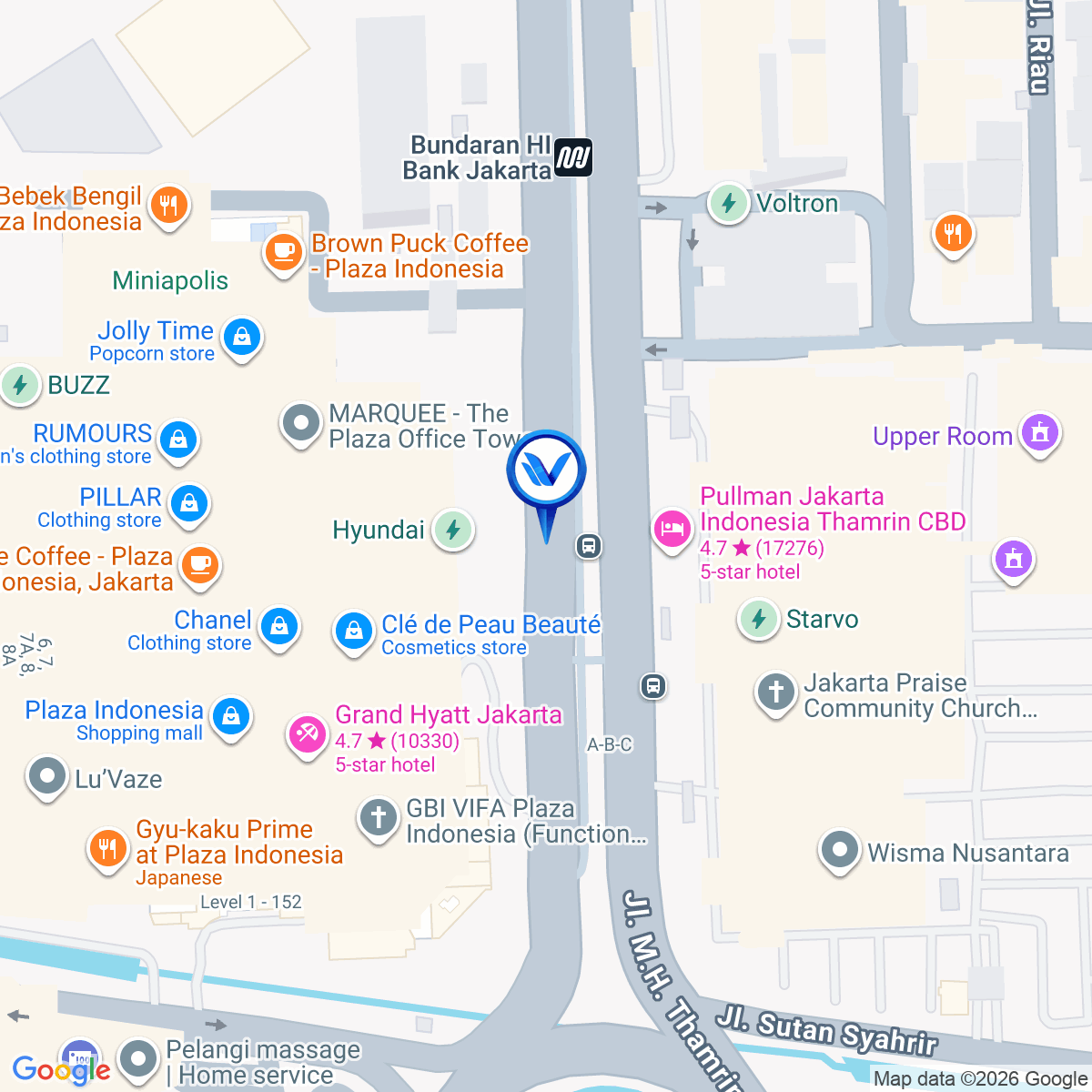 Peta Lokasi Thamrin LED, Jl. MH Thamrin, Jakarta Pusat
