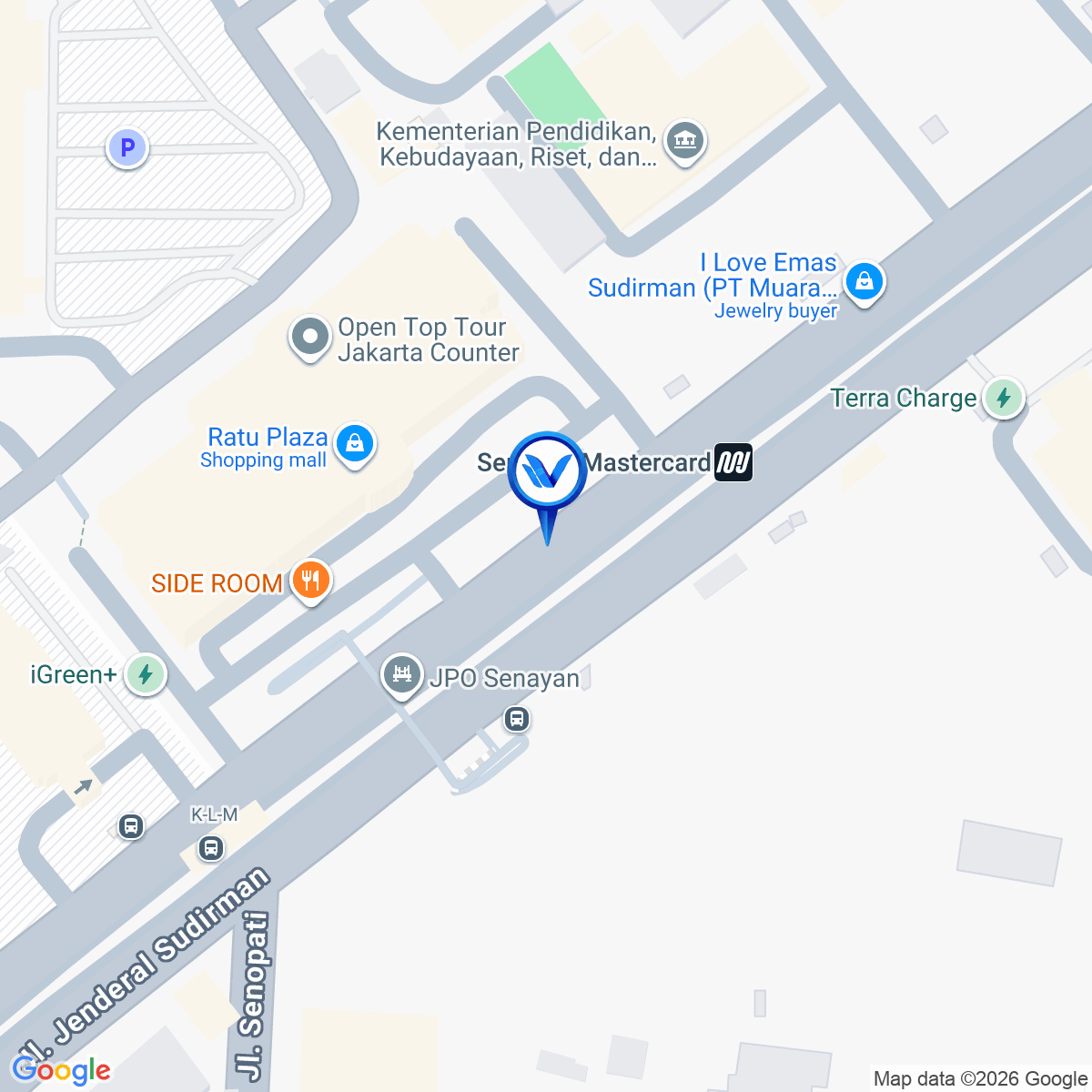 Peta Lokasi The Iconic Ratu Plaza LED, Jl. Jend Sudirman, Jakarta Pusat
