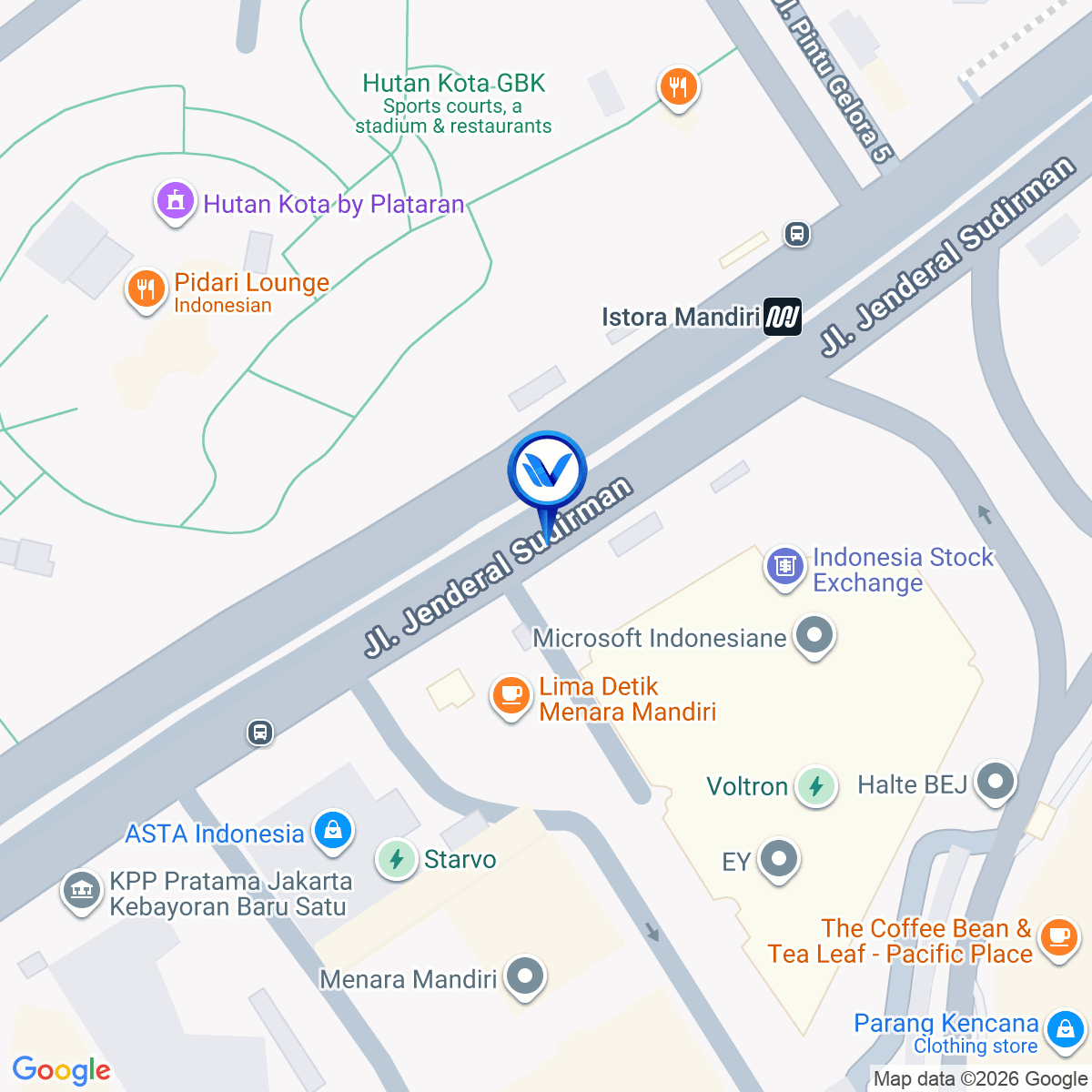 Peta Lokasi The Iconic Bursa Efek LED Jl. Jendral Sudirman, Jakarta Pusat