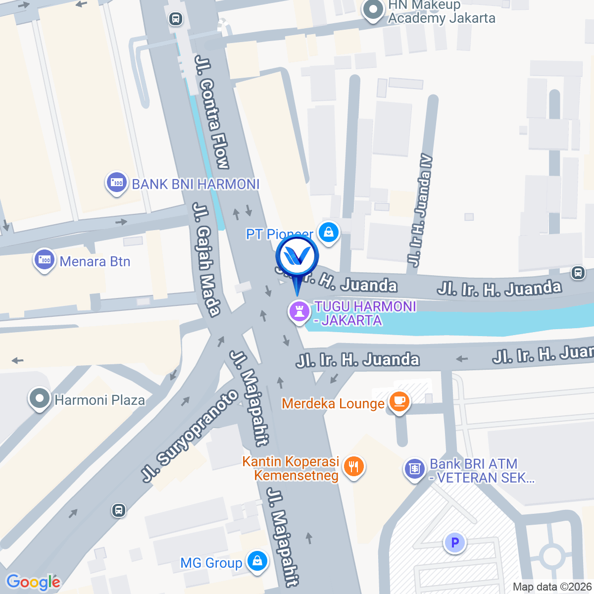 Peta Lokasi Jl. Ir. Juanda, Harmoni (Harmoni Intersection), Jakarta Pusat