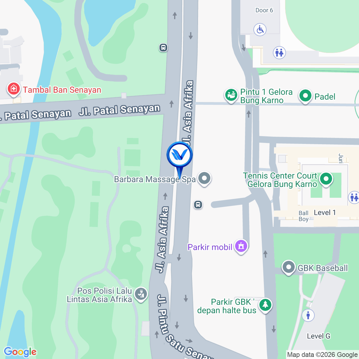 Peta Lokasi Jl. Asia Afrika (Gerbang Pemuda), Jakarta Pusat