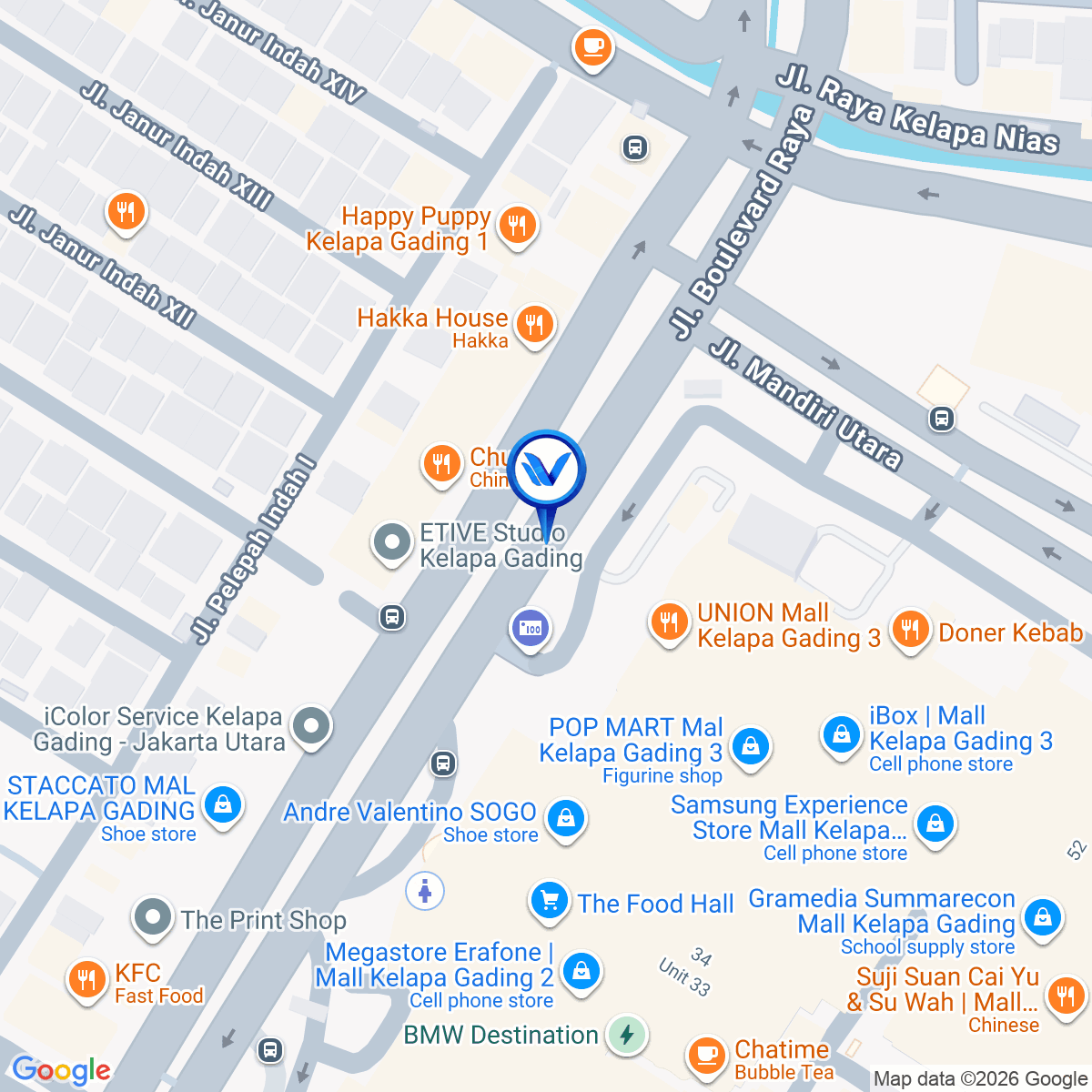 Peta Lokasi LED Pylon MKG Jl. Boulevard Raya, Jakarta Utara