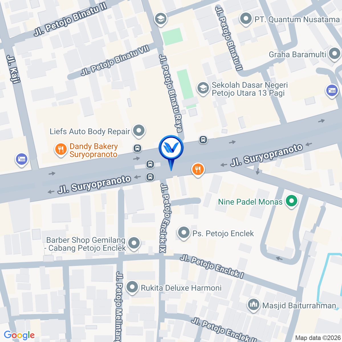 Peta Lokasi Halte Petojo Jl. Suryopranoto, Jakarta Pusat