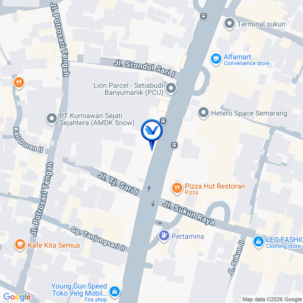 Peta Lokasi JI. Perintis Kemerdekaan, Semarang (Pertigaan Sukun/Seberang Pizza Hut)