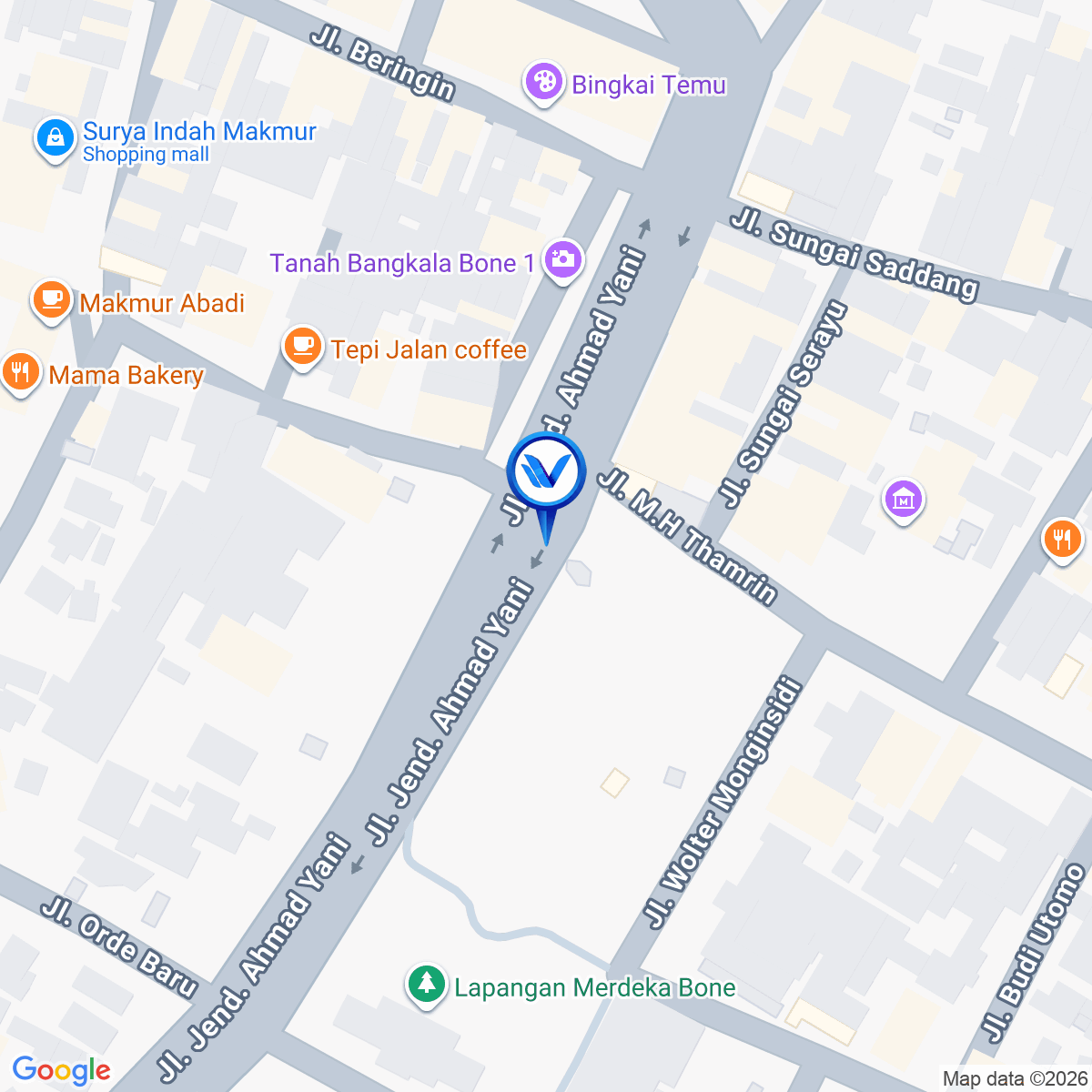 Peta Lokasi JI. Per4an JI. Petta Punggawa / JI. Thamrin (Sudut taman kota) Kab. Bone