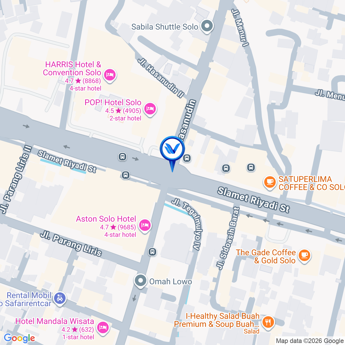 Peta Lokasi Jl. Slamet Riyadi, Surakarta