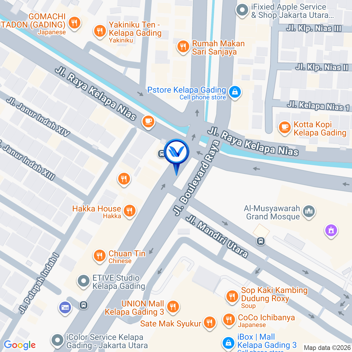 Peta Lokasi Jl. Boulevard Raya Kelapa Gading, Jakarta Utara