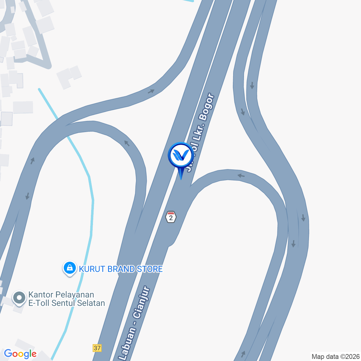 Peta Lokasi Tol Jagorawi KM 36+350 A, Bogor