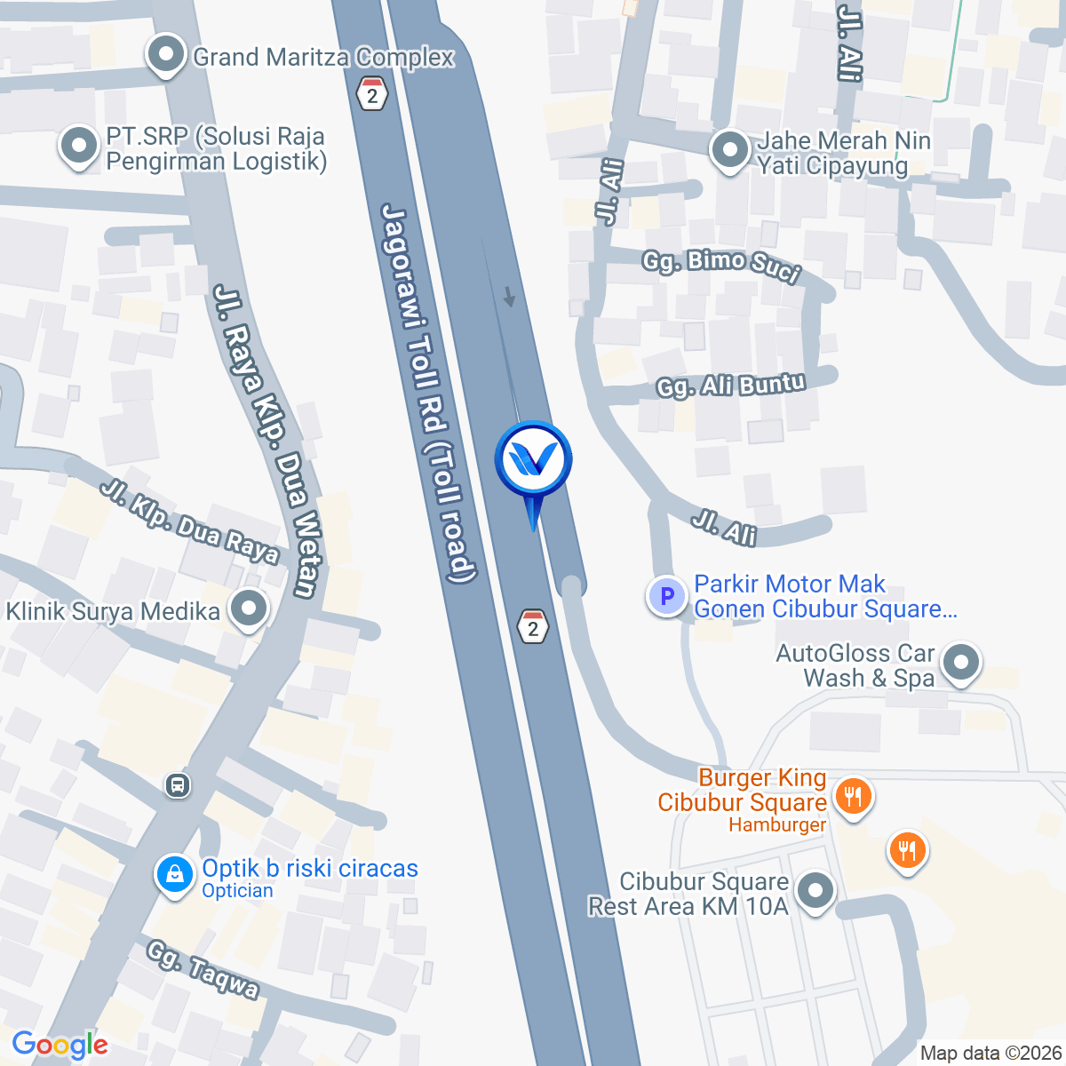 Peta Lokasi Jl. Tol Jagorawi KM 10 (Rest Area Cibubur), Jakarta Timur
