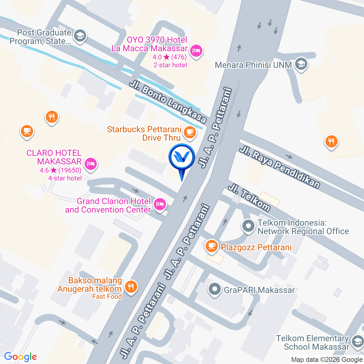 Peta Lokasi Jl. A.P Pettarani (Hotel Calro), Makassar