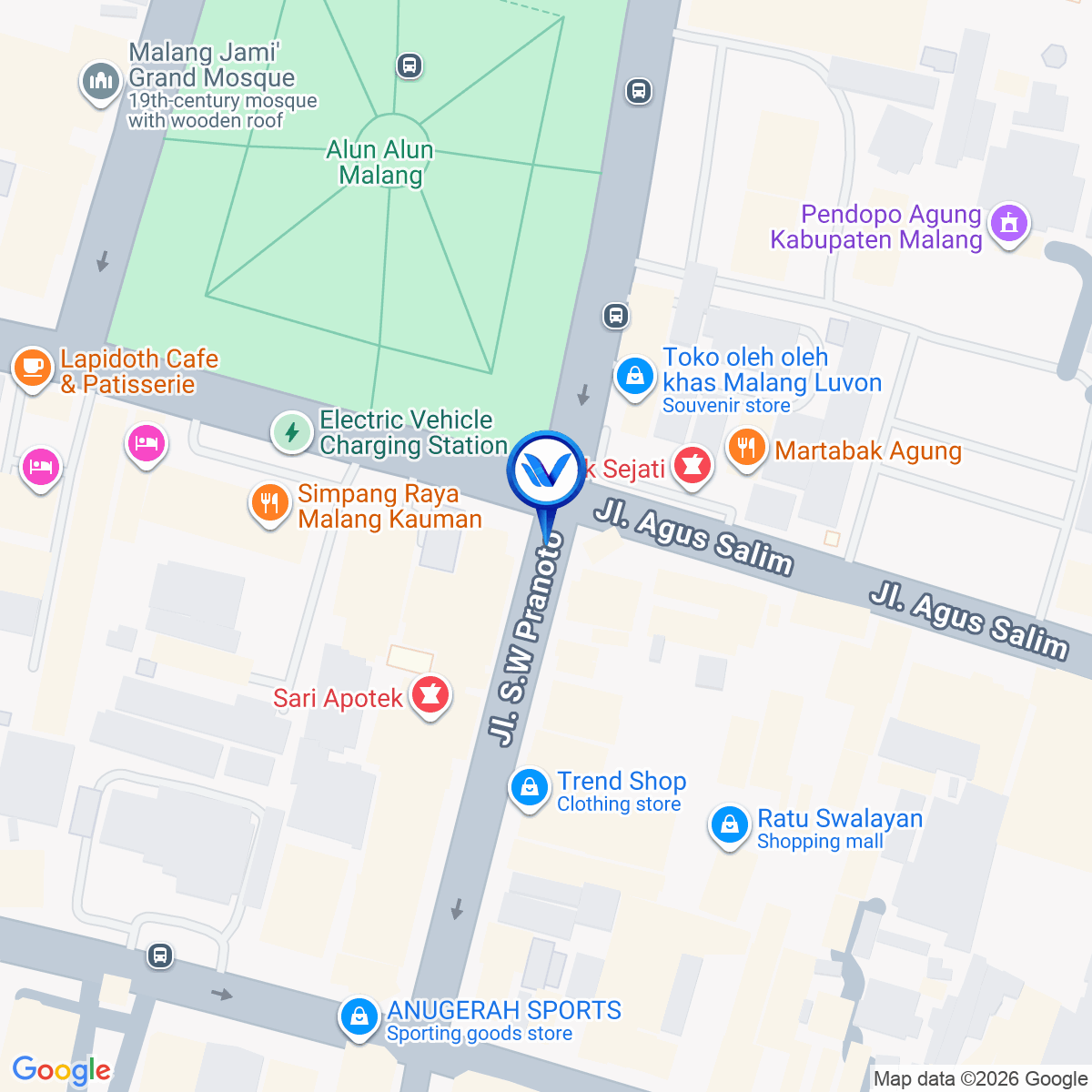 Peta Lokasi Jl. Merdeka Timur (Alun - Alun Malang), Malang