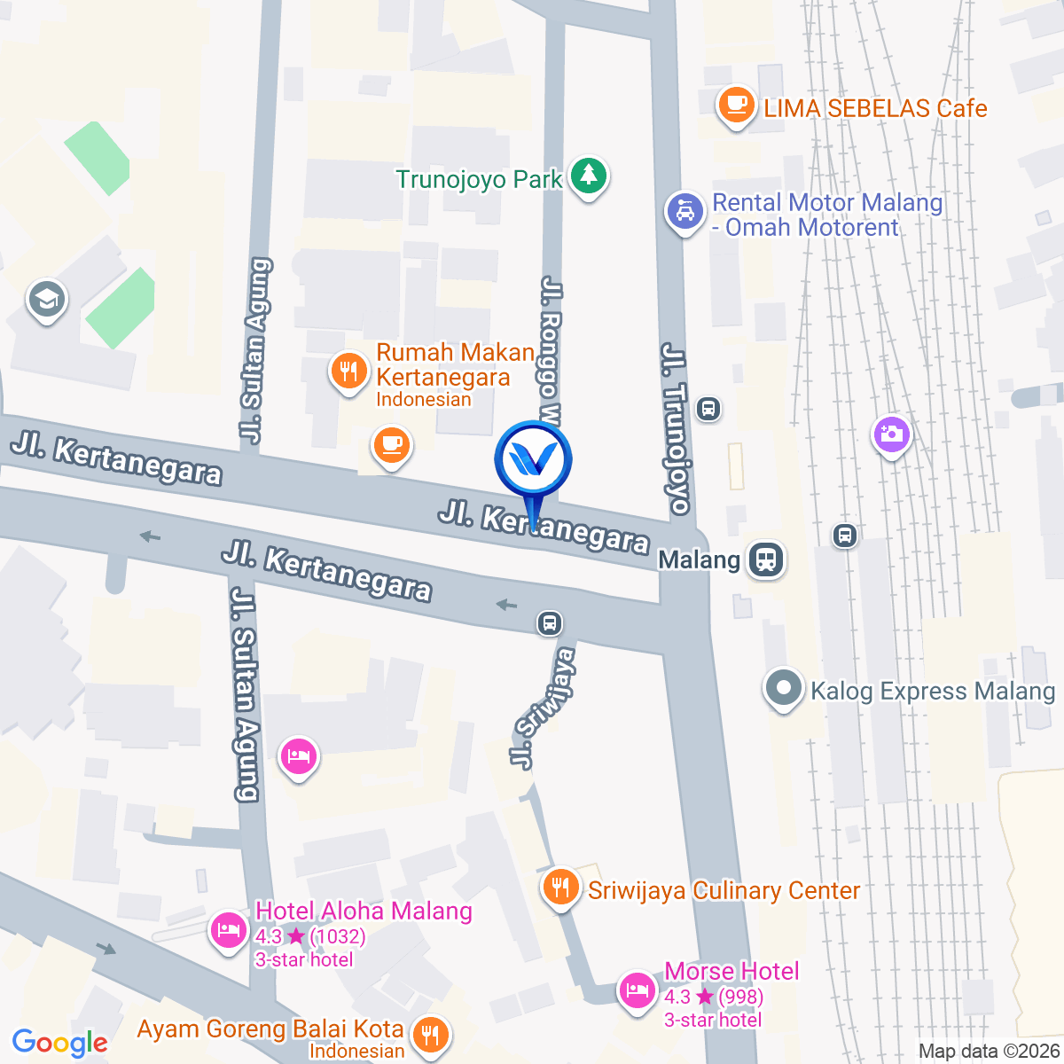 Peta Lokasi Jl. Kertanegara (Stasiun Baru Kota Malang), Malang