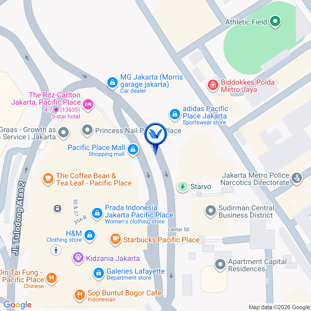 Peta Lokasi JI. Jend Sudirman Gedung Artha Graha) - Jakarta Selatan