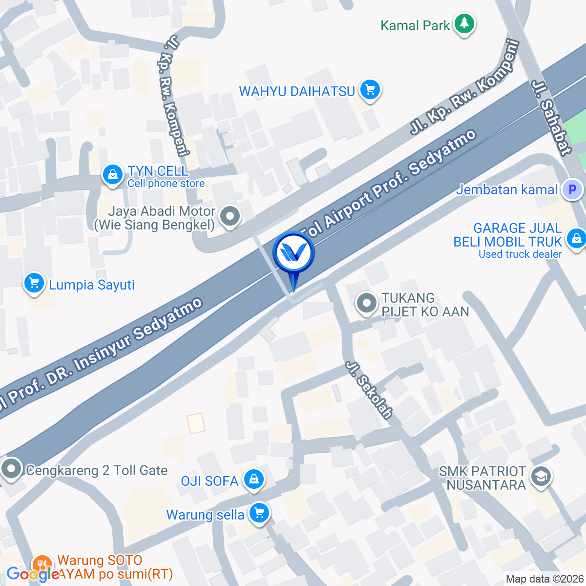 Peta Lokasi KM 30 + 625 B Tol Sedyatmo - Bandara Soetta, Jakarta Barat