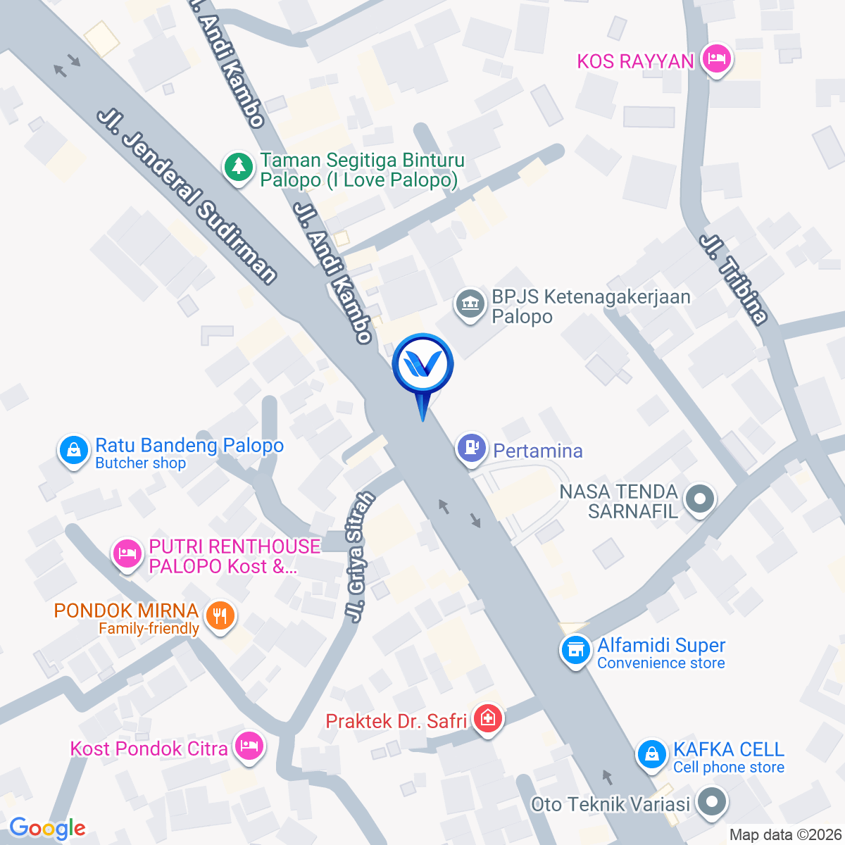 Peta Lokasi Jl. Jend. Sudirman Pertigaan Jl. Andi Kambo Binturu, Palopo