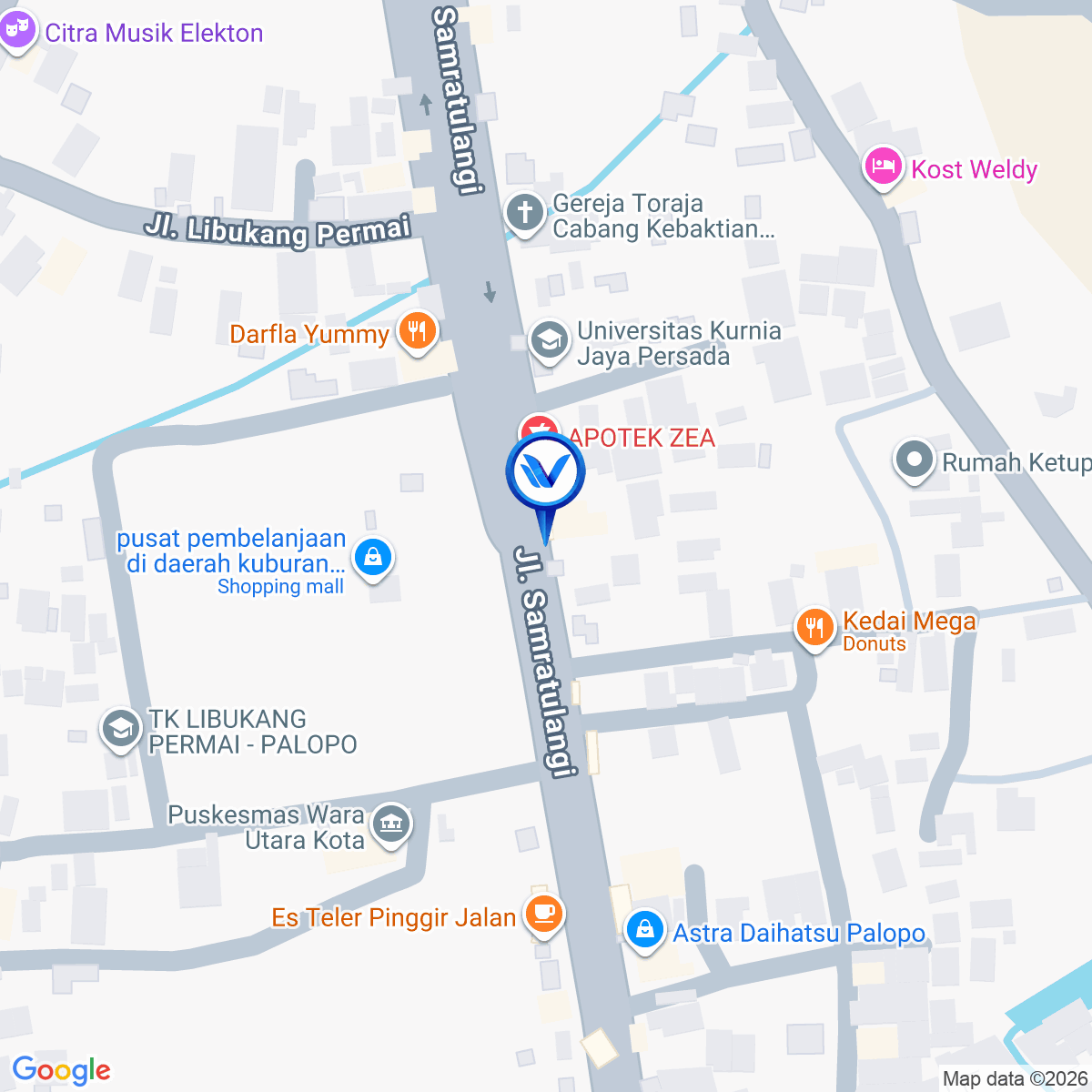 Peta Lokasi Jl. Dr. Ratulangi (Seberang TMP Palopo), Salobulo, Wara Utara, Kota Palopo