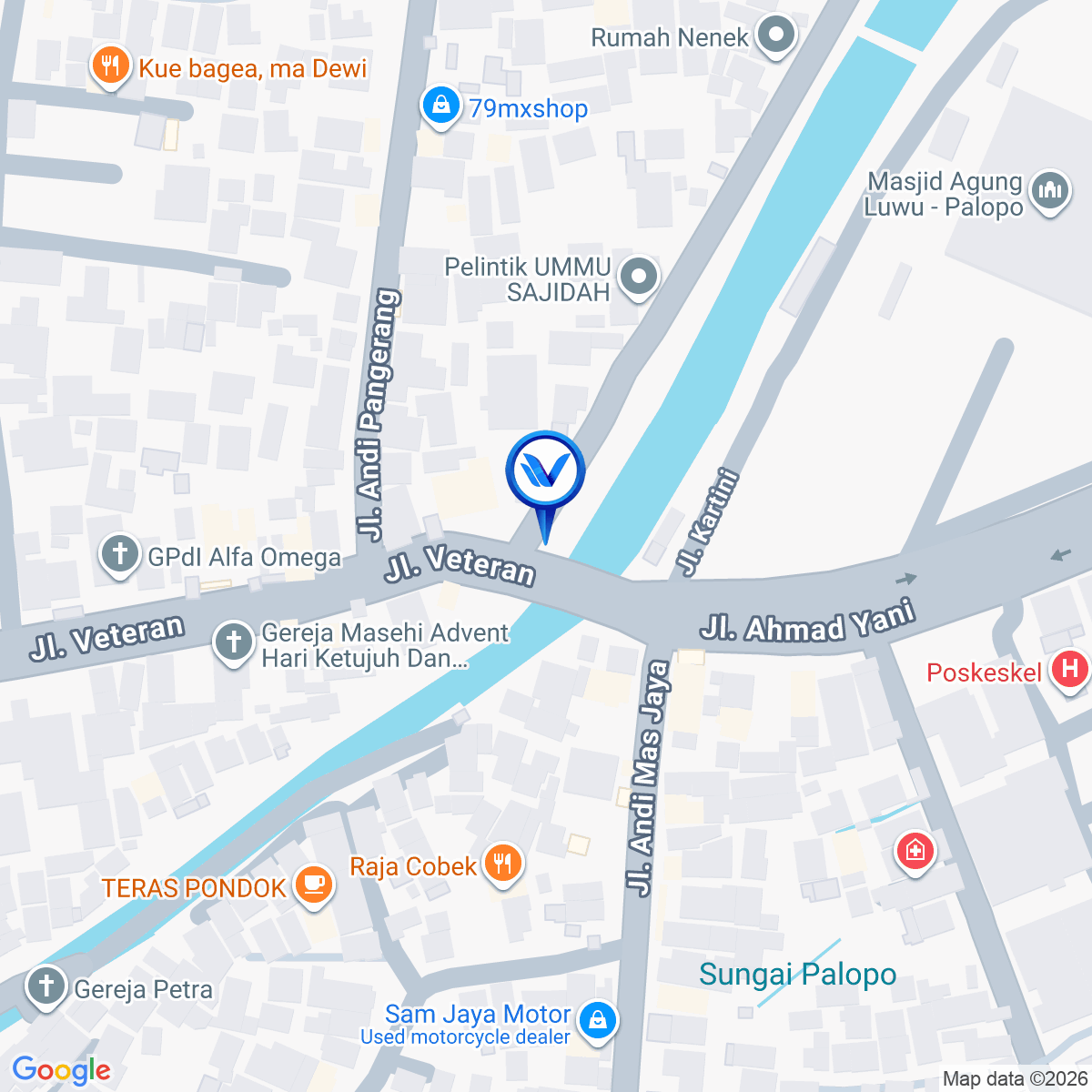 Peta Lokasi Jl Andi Akhmad /Jl Veteran, Tomarundung, Wara Bar, Palopo