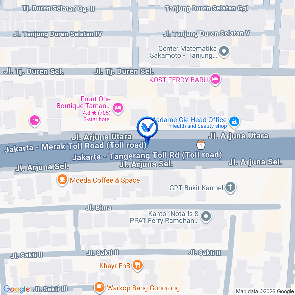Peta Lokasi Jl. Arjuna Utara No. 22 (BIMA), Jakarta Barat