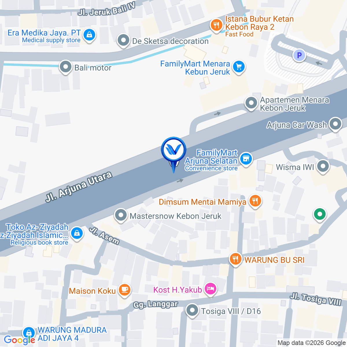 Peta Lokasi JL. ARJUNA SELATAN KM 02+200 (SEBERANG KAMPUS INDONUSA ESA UNGGUL), Jakarta Barat