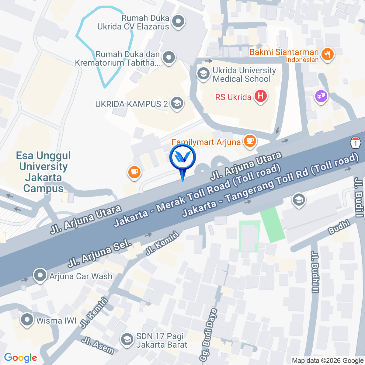 Peta Lokasi Jl. Arjuna Utara (Seberang Bank BCA), Jakarta Barat