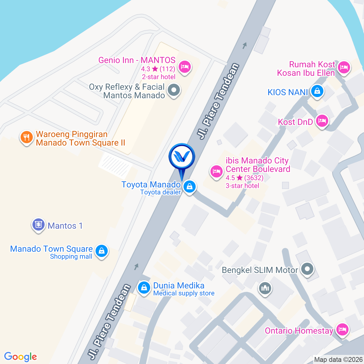 Peta Lokasi Jl. Piere Tendean (depan Mantos 1 / Hotel Ibis), Manado