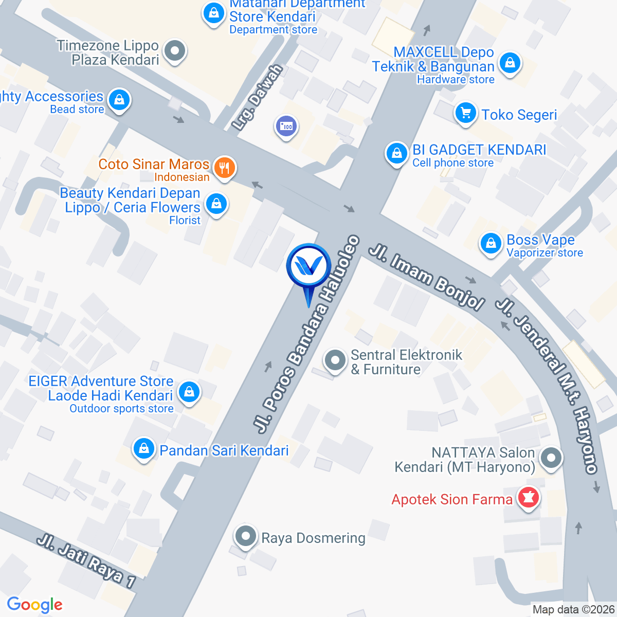Peta Lokasi JI. By Pass (Lampu Merah Pasar Baru) - Kendari