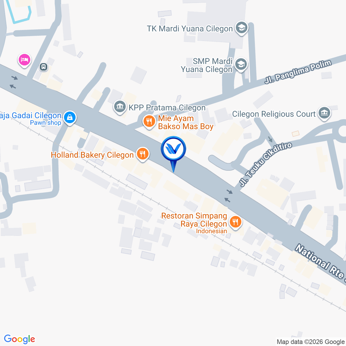 Peta Lokasi JI. Ahmad Yani (Depan Bank BJB) Kota Cilegon - Banten