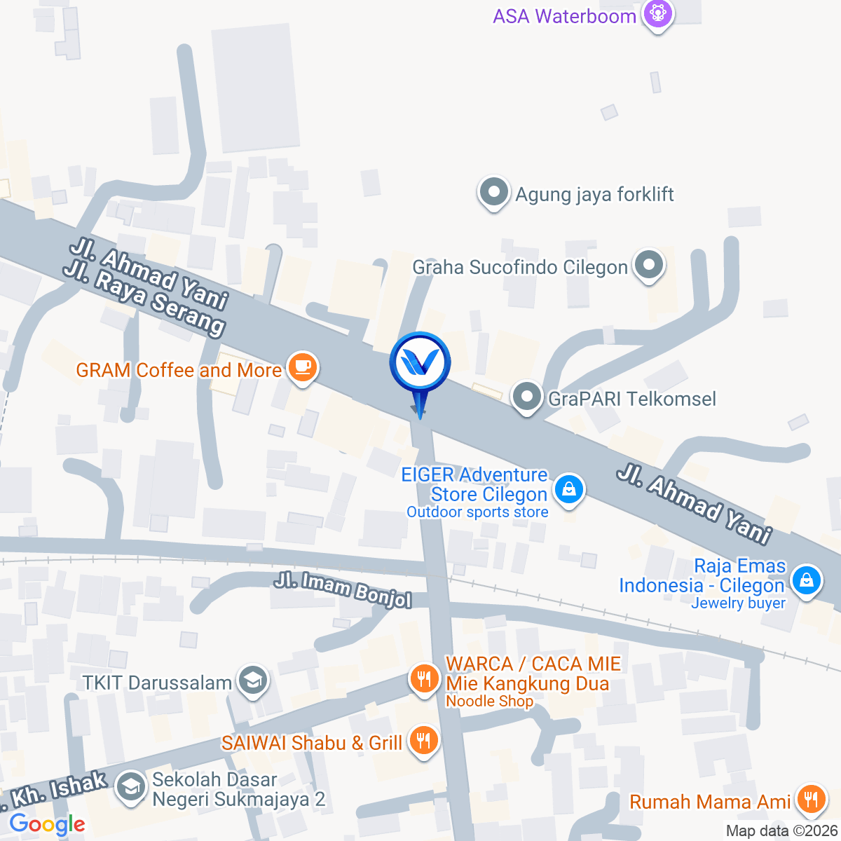 Peta Lokasi JI. Ahmad Yani (Depan RM Sederhana) Kota Cilegon - Banten